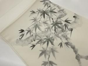作家物 塩瀬手描き紅葉模様開き名古屋帯(額縁仕立て)